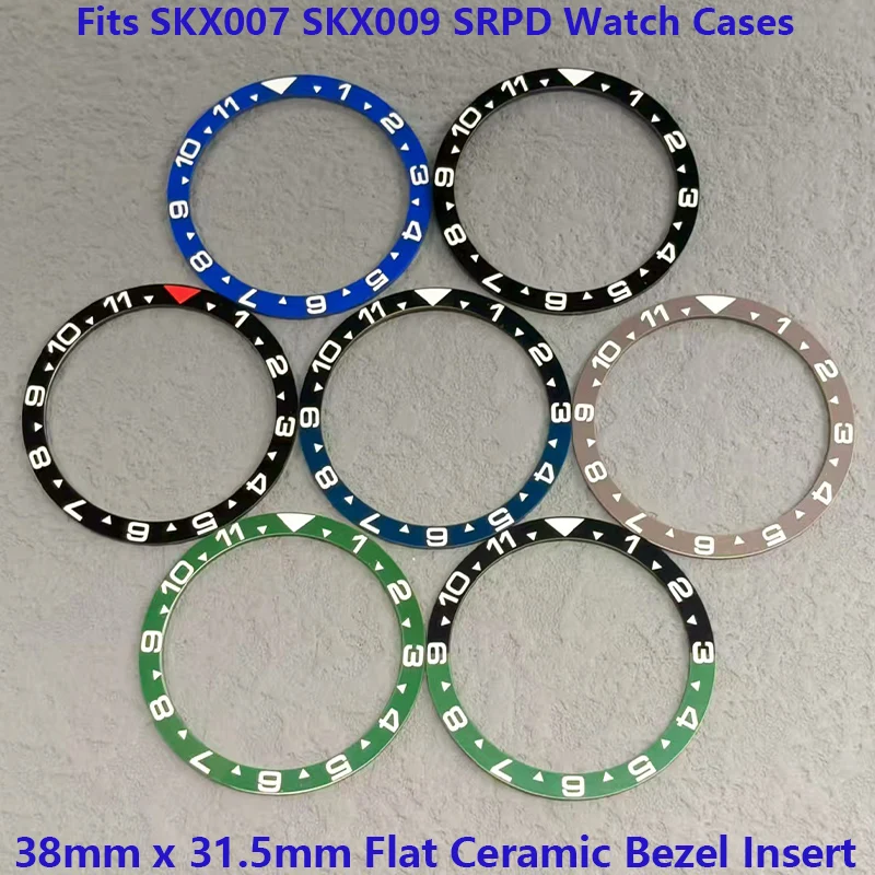 

Mod 38mmx31.5mm Flat Ceramic Bezel Insert Fits SKX007 SKX009 SRPD Watch Case NH35 NH36 Movement Men Watch Bezel Insert Ring Part