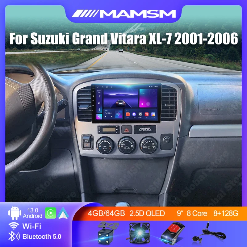 

Автомагнитола MAMSM для Suzuki Grand Vitara XL-7 2001-2006 с Android 13, Carplay, DSP, GPS-навигацией и мультимедийным плеером