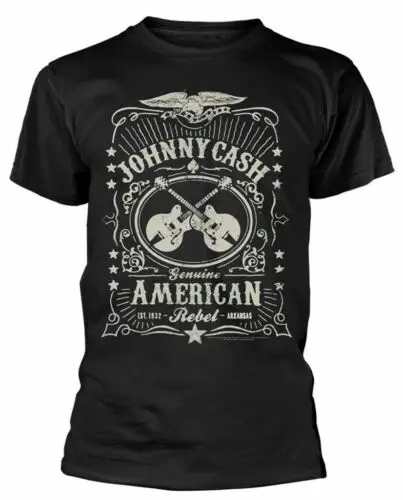 Camiseta oficial de Johnny efectivo para hombre, camisa negra con logotipo de Rebel americano, Rock, nueva