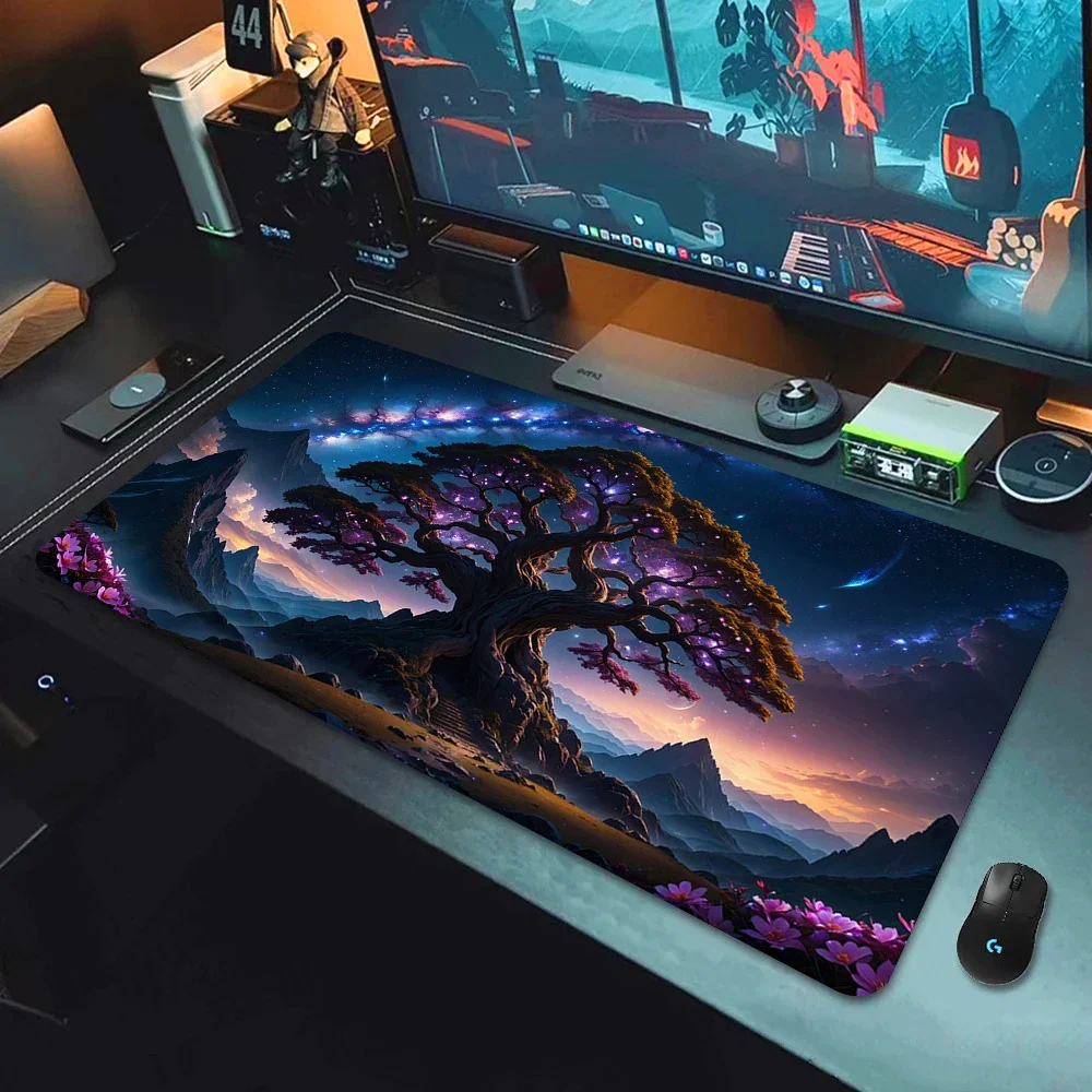 

Fantasy Cherry Blossom Tree Mouse Pad Large Computer Keyboard Pads Anime Game Mousepad Game Mats Amazing Landscape XXL Desk Mat