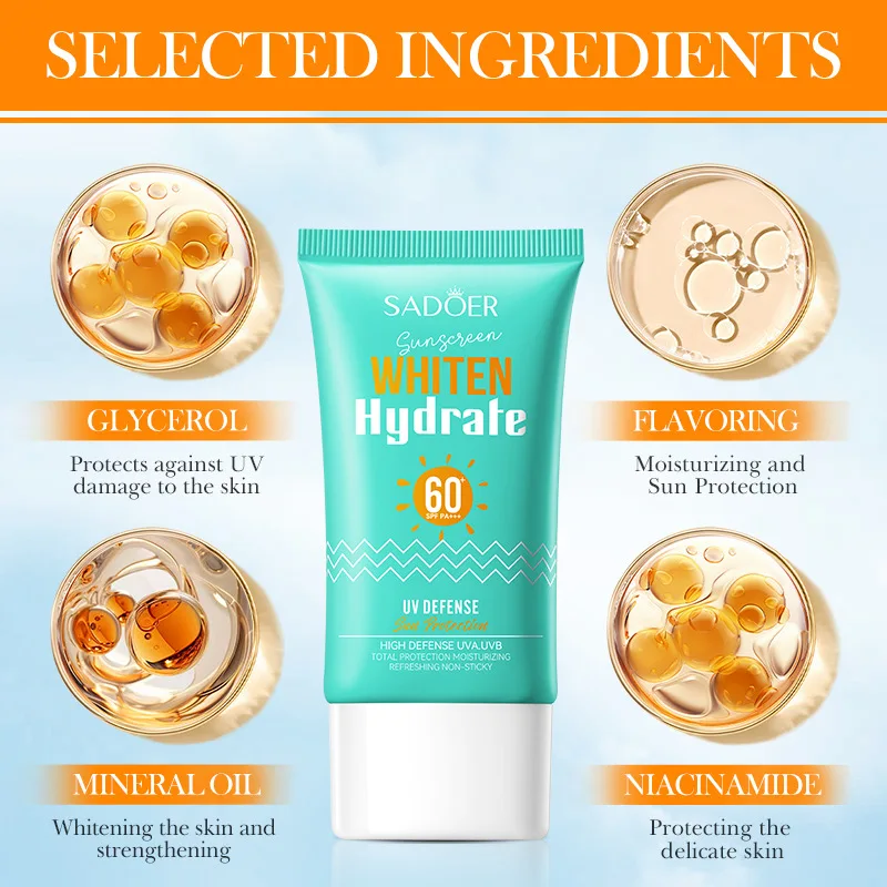 كريم التبييض والترطيب الواقي من الشمس والعزلة للحماية من أشعة الأشعة فوق البنفسجية