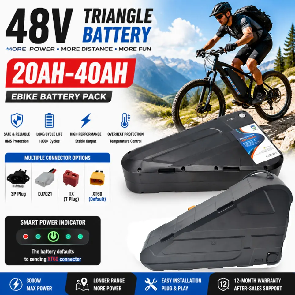 18650 Dreieck-Lithium-Akku-Pack 48V 20AH-40AH Modifizierter Mountainbike-Dreiecksrahmen E-Bike-Akku mit Ladegerät Versand aus Polen-Lager