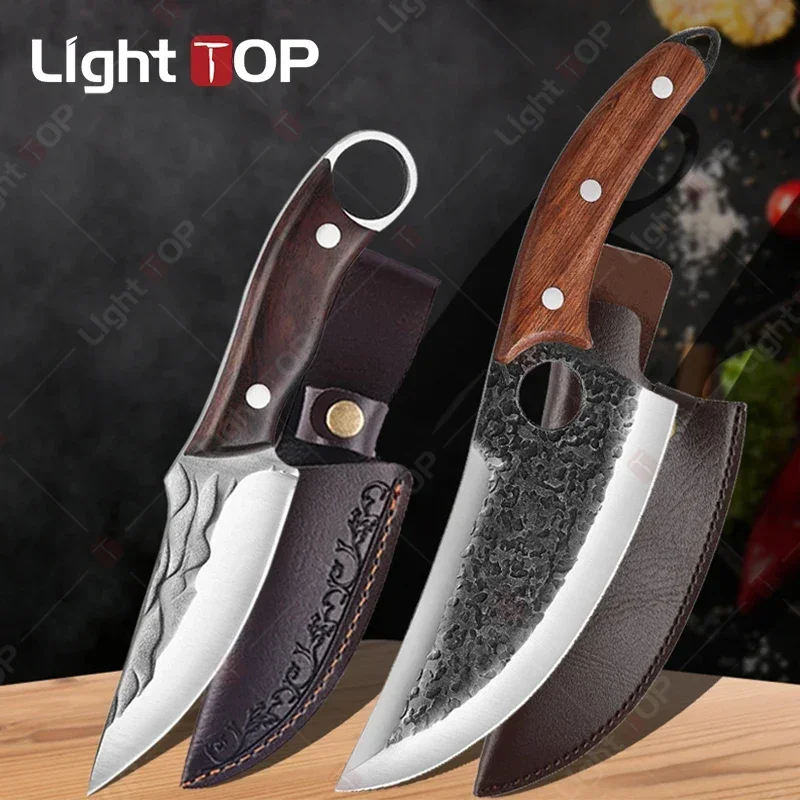 Professional Fish Butcher Knives Stainless Steel Kitchen Meat Cleaver Knife Utility Sharp Boning Knife with Cover Cutter Cooking