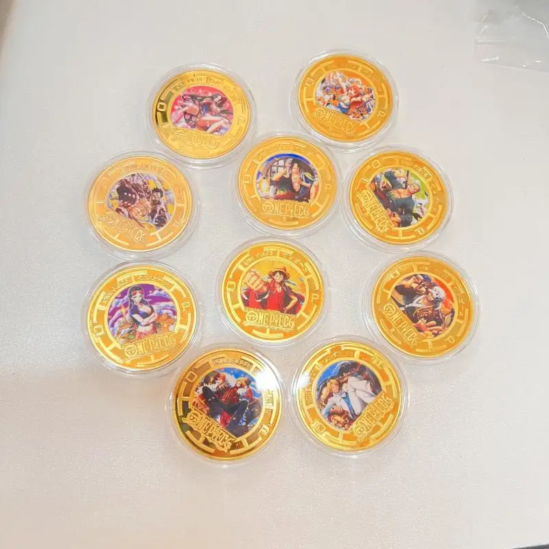 One Piece Monkey D. Luffy Nami Nico-Robin Commemorative Metal Coins Anime Characters Game Collection Rare Boys Birthday Gift