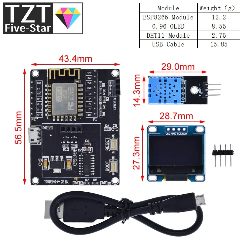 ESP8266 Weather Station DIY Kit IOT Starter Kits for Arduino with 0.96 OLED Display D1 MINI Wireless WIFI Bluetooth Module