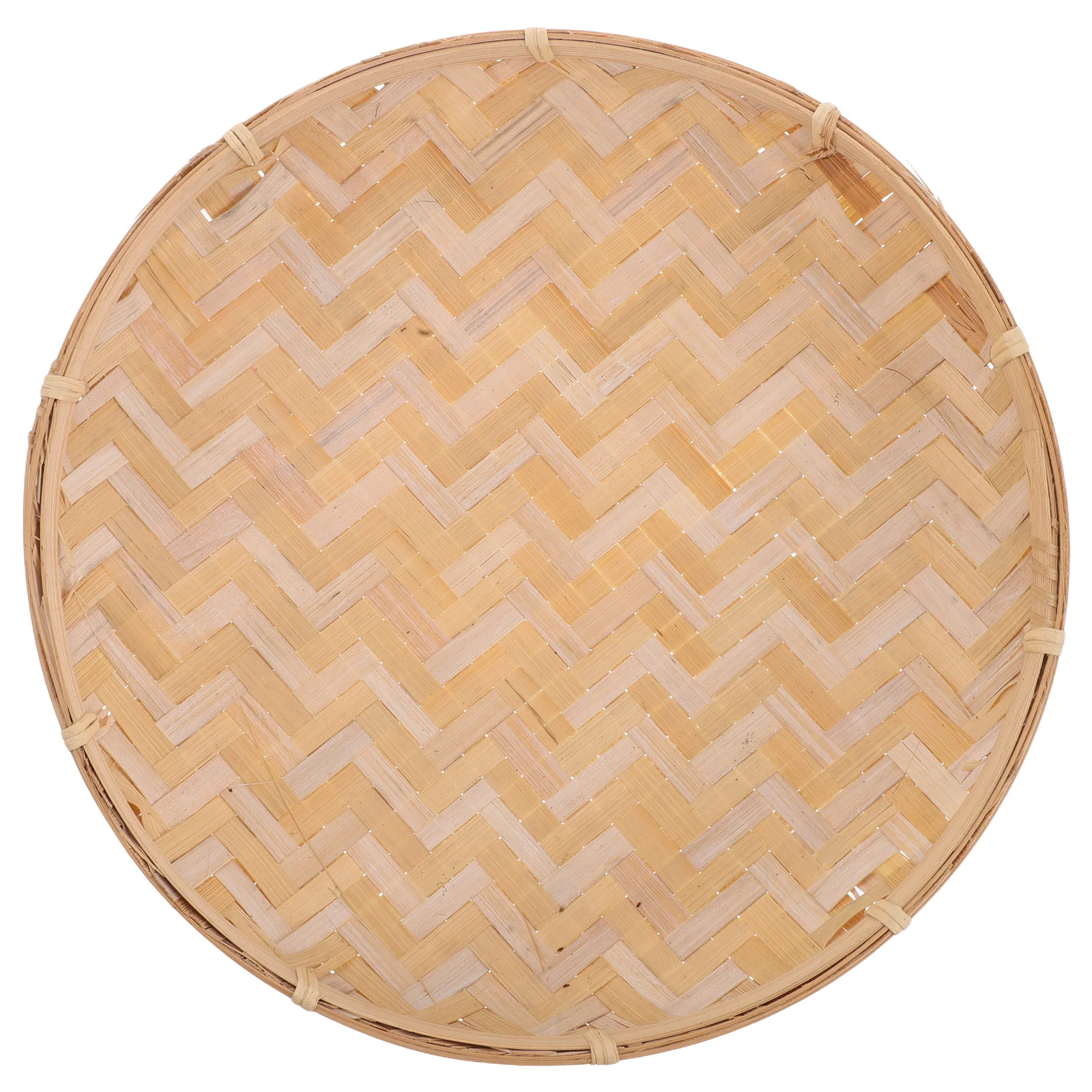 

Bamboo Storage Tray Rustic Woven Round Basket Decorative Serving Tray for Fruits Snacks Food and Sundries Tabletop Organizer