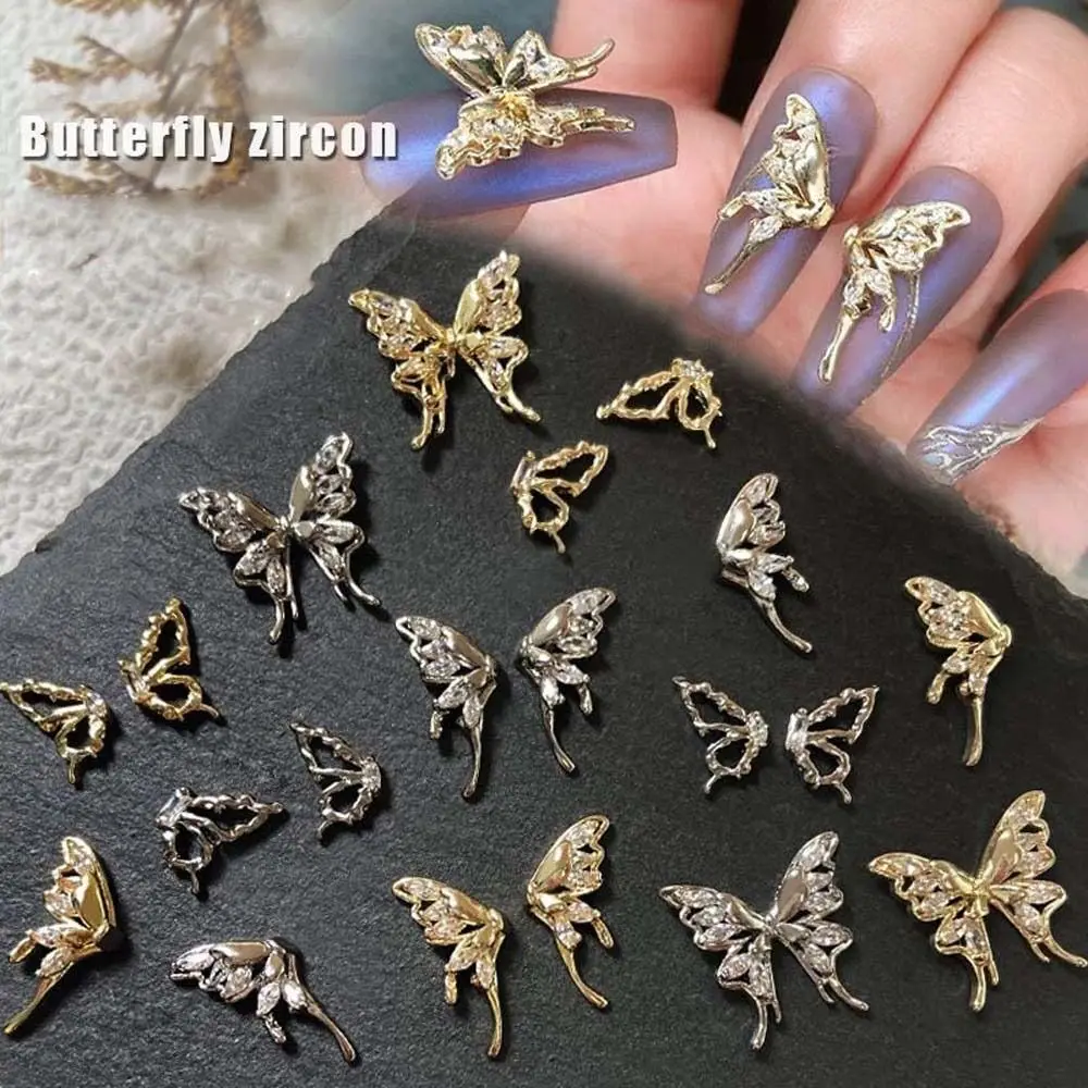 Symmetrical Butterfly Korean Nail Art Gold Silver Butterfly Nail Decorations Manicure Accessories Nail Drills Nail Rhinestones