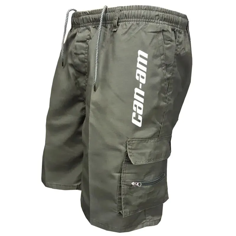 Outdoor Cargo Shorts Male Overalls Elastic Waist Cycling Shorts Multi-pockets Loose Work Shorts Quick Dry Sport Printed Trousers