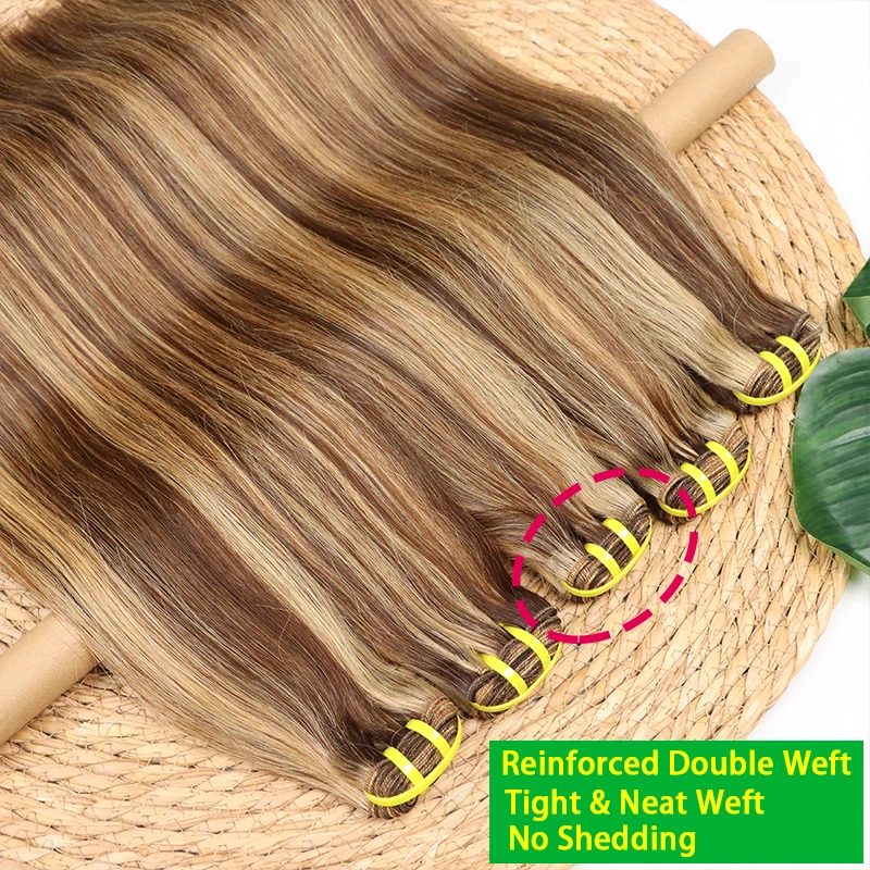 P4/27 تسليط الضوء على حزم مستقيمة غير المجهزة الخام نسج الشعر حزم أومبير العسل البني الملونة حزم الشعر البشري ملحقات 15A