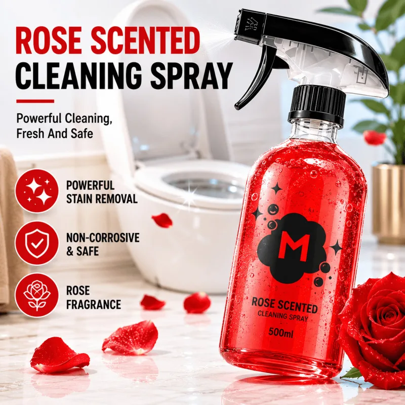 Toilet Cleaner Rose Fragrance Stain Remover Eco-Friendly Fast Acting Bathroom Cleaning Solution for Home Use