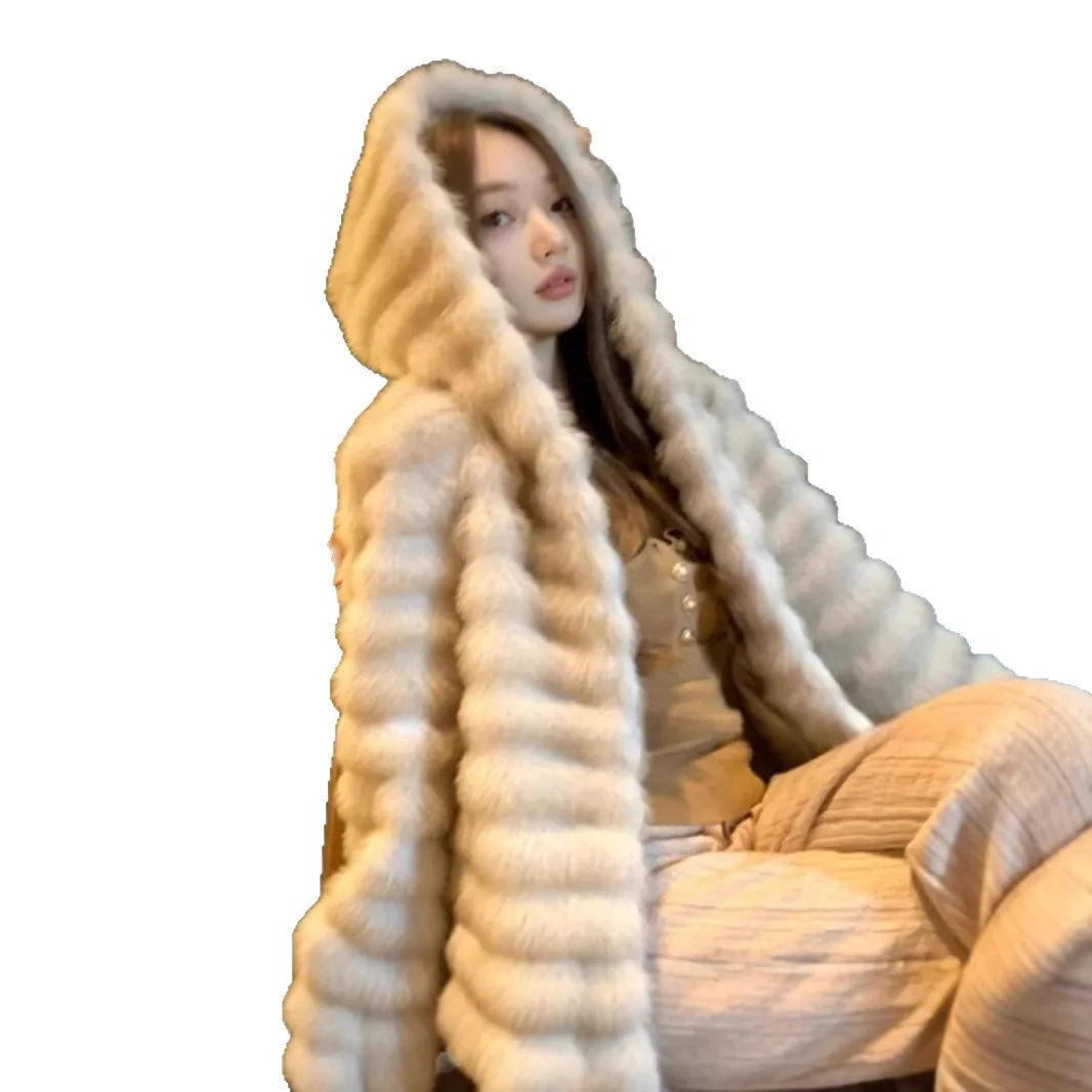 フェイクファーコート女性のためのシングルブレストジャケット厚く暖かい高品質プレッピースタイル女性服新しい冬 2025