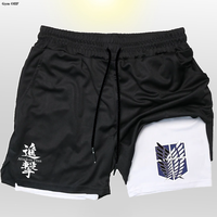 Anime Attack On Mens Gym Quick-Dry Jogging Shorts Fitness Workout Running 2 in 1 Short Pants Men Sports Bodybuilding Sweatpants