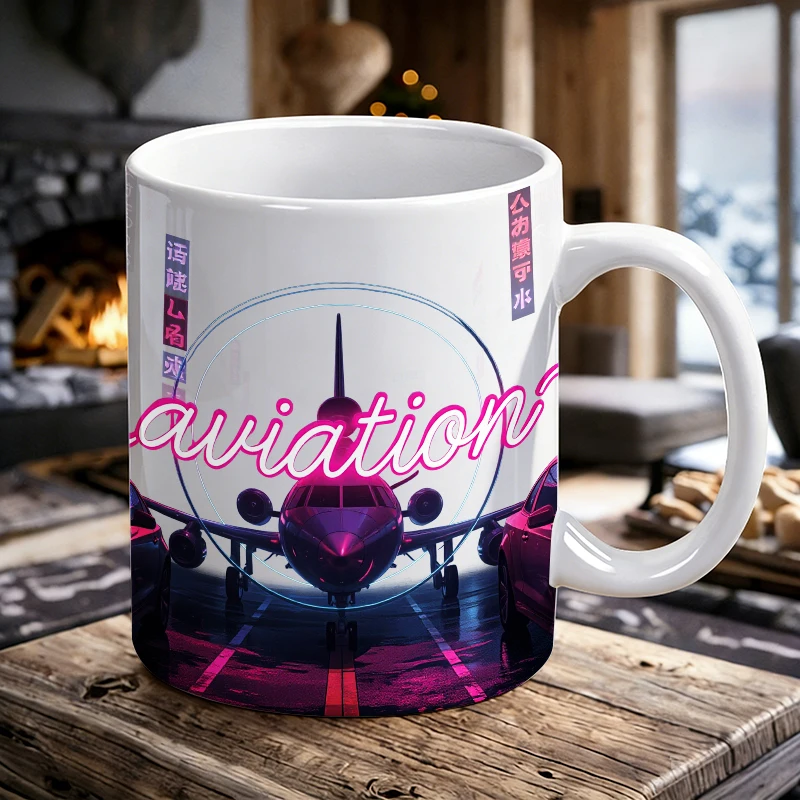 

Cup & Mug Set, Cyberpunk Aviation Airplane Ceramic Mug, Coffee Cup, Milk Cup, Office Tea Cup, Drinking Cup, Gift for Friends