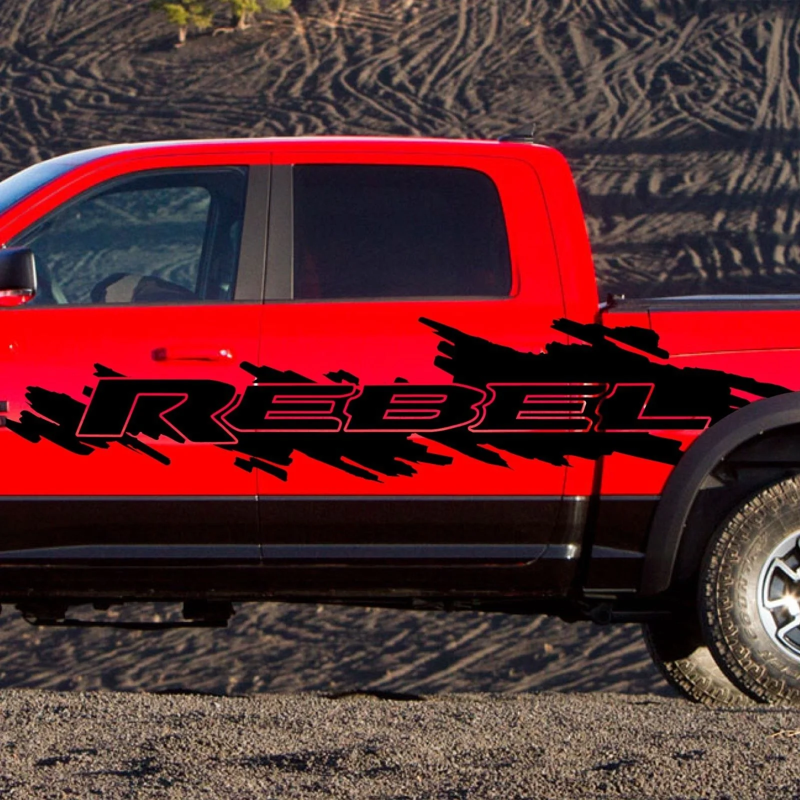 

For 2xDodge Ram Rebel Splash Grunge Logo Vinyl Decal Graphic Reflective Camo Truck Car styling