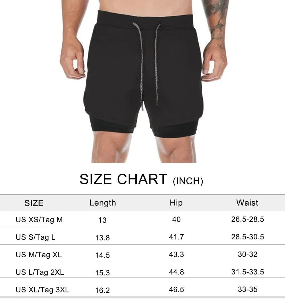 Mens Running Shorts，2 in 1 Running Shorts Quick Dry Athletic Shorts with Liner, Workout Shorts with Zip Pockets and Towel Loop