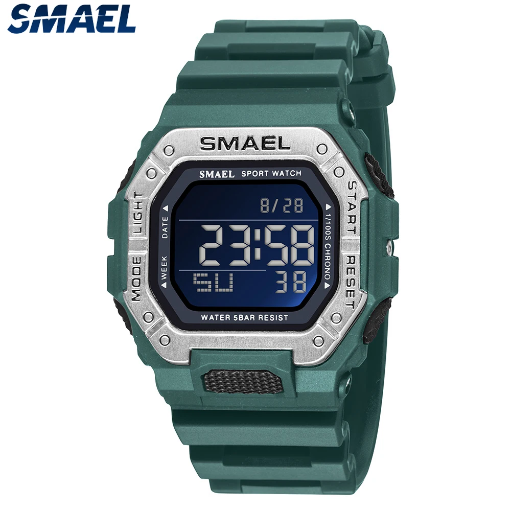 SMAEL 8059 50m Waterproof Night Light Outdoor Electronic Watch Leisure Sports Student Couple Watch Men\'s Cool