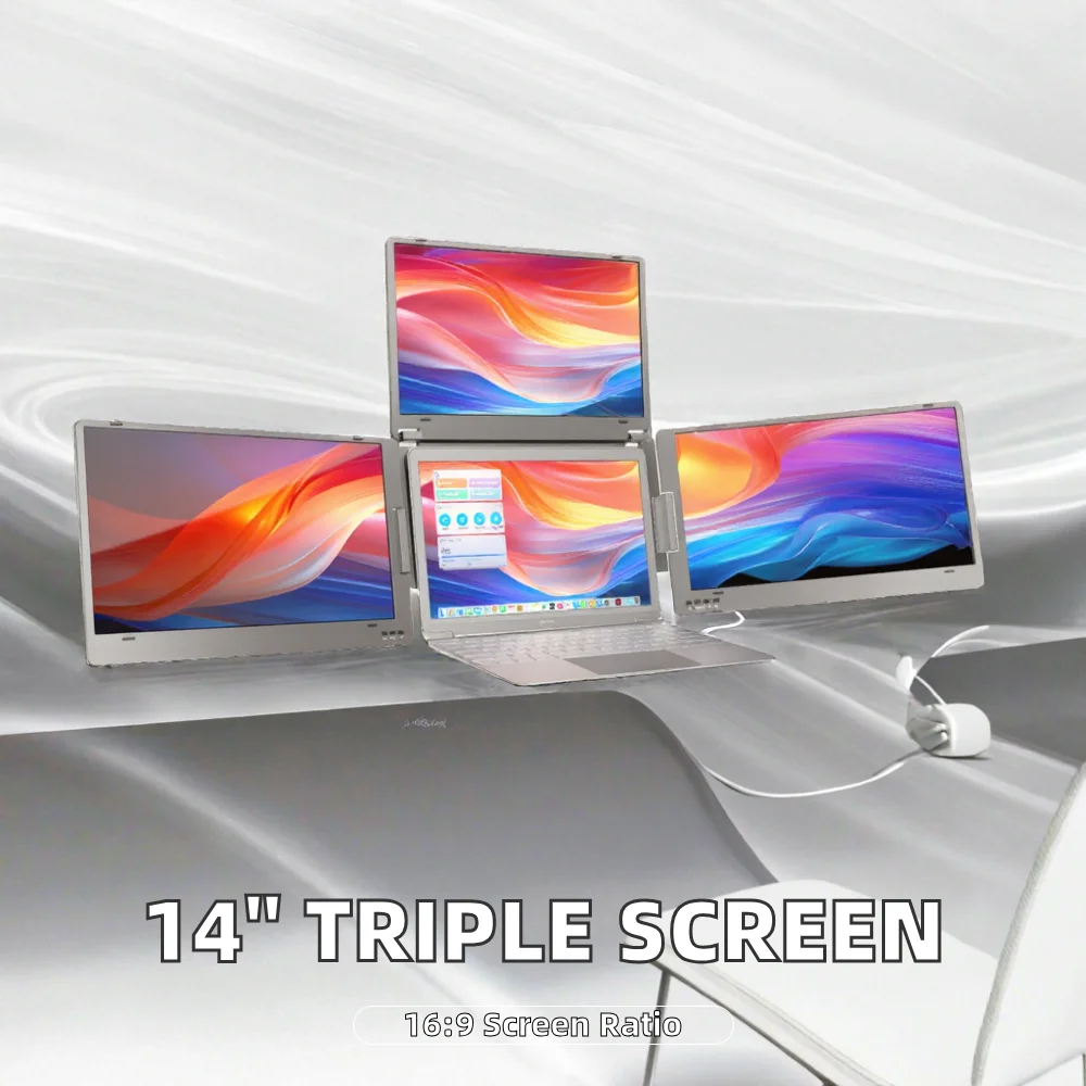 OEM Fábrica Personalizada 14 Polegadas 1920*1080P LCD Tela de Exibição Portátil Monitor de Laptop Monitor Extensor de Monitor Triplo Duplo