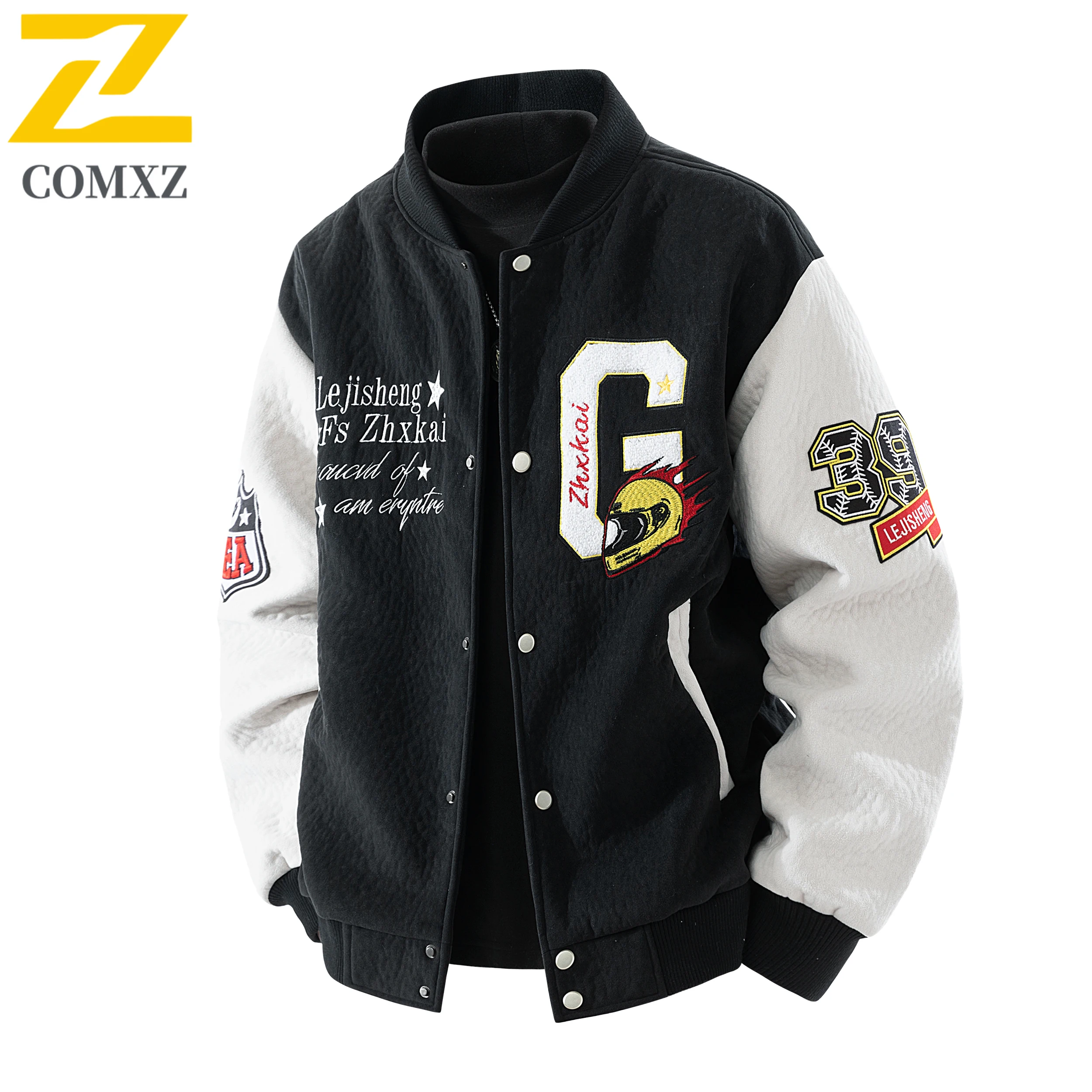 

Men Baseball Jacket 2025 New 3D Embroidery Trendy Versatile Comfortable Breathable Suede Coat Outdoor Casual Loose Flight Jacket