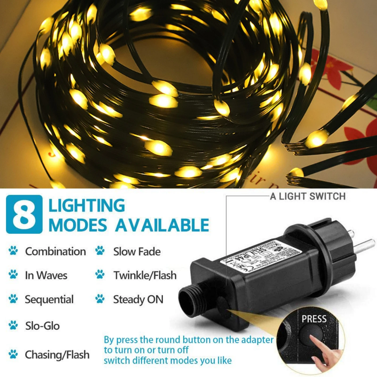 500/1000 المصابيح الجنية سلسلة أضواء مع جهاز التحكم عن بعد 50 متر 100 متر عيد الميلاد جارلاند في الهواء الطلق IP44 مقاوم للماء لشجرة شارع الزفاف