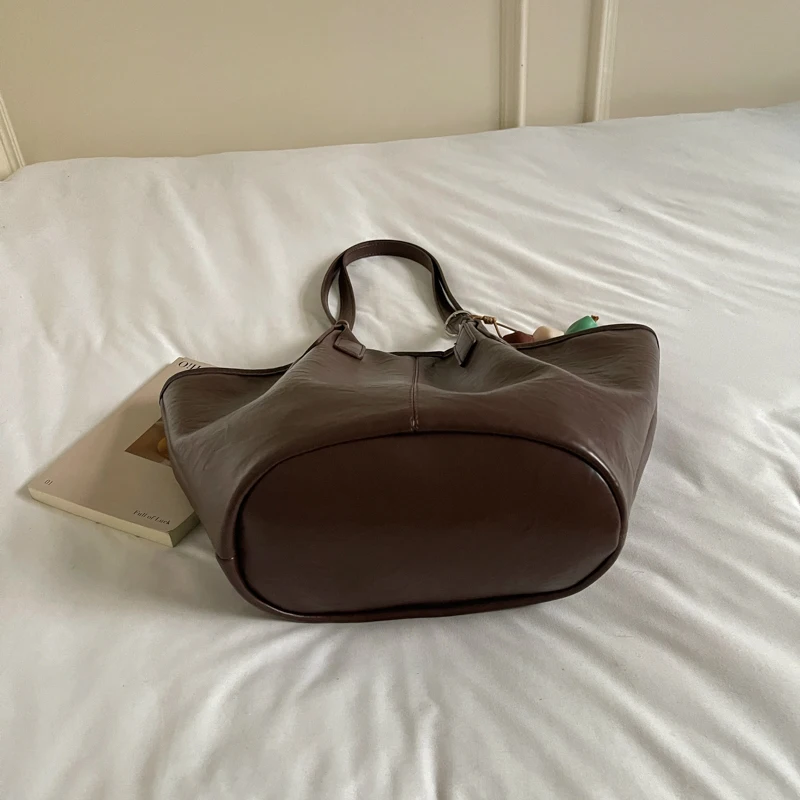 Overs ize Shopper Bag einfach lässig große Kapazität Tote Frauen Handtaschen Designer Tasche Luxus weiche Leder Umhängetasche schwarz Bolsos – Detail 11