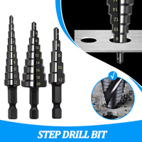 Steel Step Drill Bit Straight Groove High Speed Metal Drill Bit Conical Hex Shank Hole Metal Tower Drill Hole Tool Set