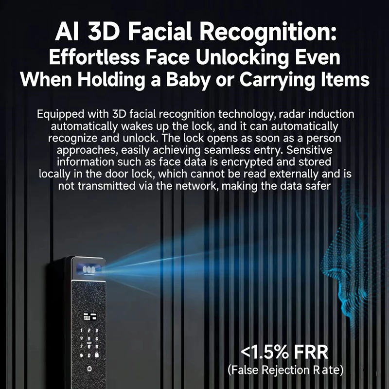 Sharp S5-FV Fully Automatic Smart Lock Face Recognition，Palm Vein，Fingerprint，Password Unlock for Home Security Doorlock view 3