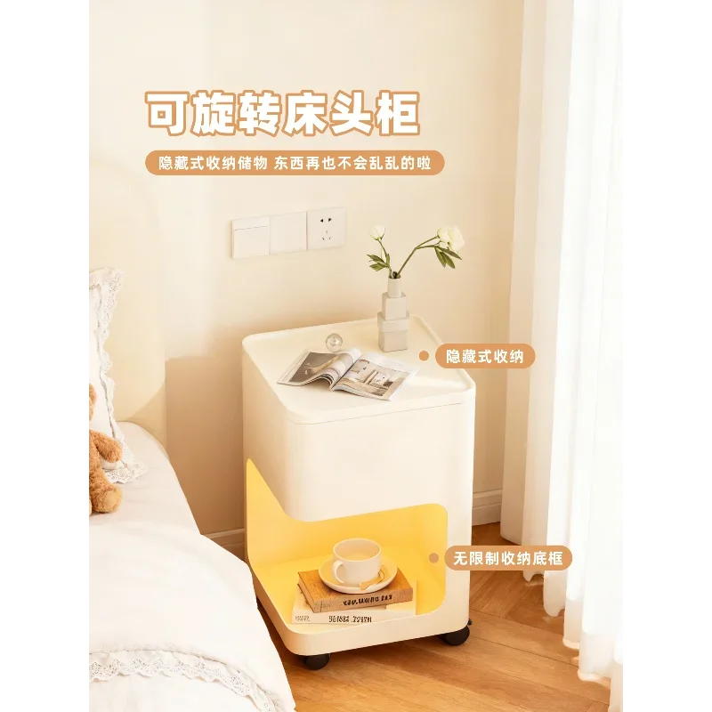 Small apartment storage with lamp bedside table removable household bedroom with hidden compartment edge creative metal bedside
