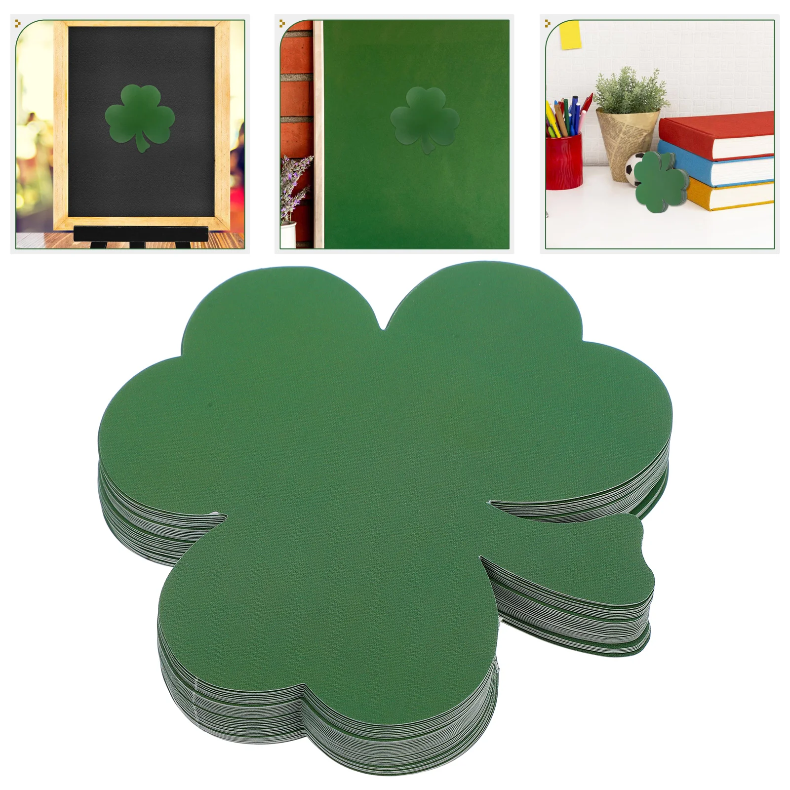 

40 Pcs Handwritten Card St Patricks Day Shamrock Wooden Sign Flash Name Cards for Classroom Coated Paper Lucky Decor