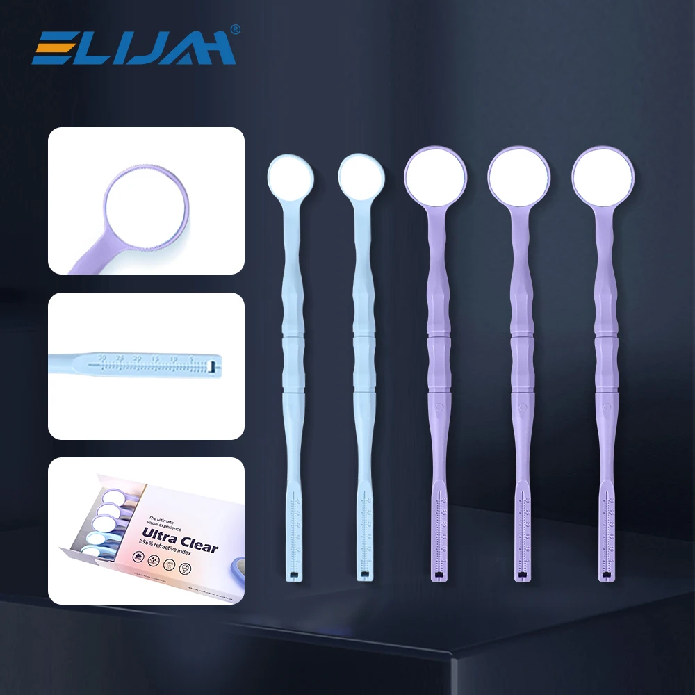 ELlJAH 5Pcs/Box Dental Ultra HD Mouth Mirror Dentist Ultra Clear Mirror Surface with Scale Handle Anti-Fog Dentistry Tools