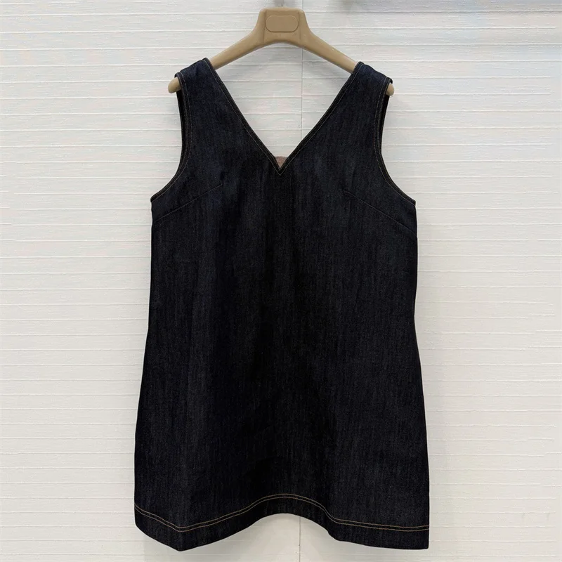 

Women's dress New V-neck sleeveless dress for spring 2026 Retro pure cotton mini dress Casual versatile Denim short dress y2k