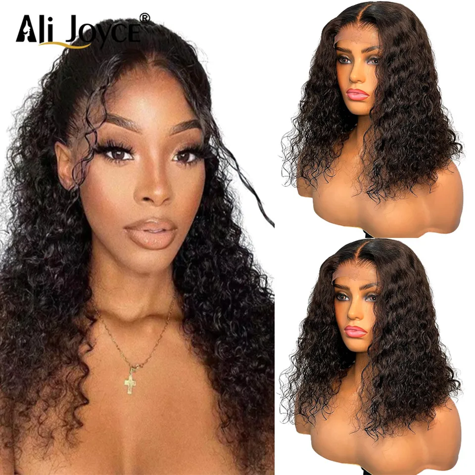 Deep Curly Human Hair Lace Frontal Wig Natural Color Malaysia Remy Hair Preplucked 13x4 Curly Lace Front Wigs For Women 8-26inch