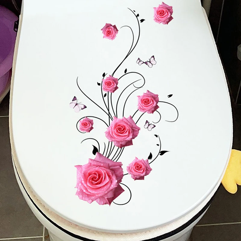 M488 Butterfly Rose Bedroom Living Room Decoration Wall Stickers Waterproof Self-Adhesive Toilet Stickers