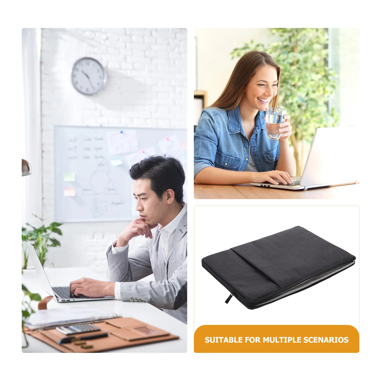 

14 Inch Laptop Bag Waterproof Polyester Notebook Sleeve Portable Lightweight Computer Case Extra Pocket Mouse Storage
