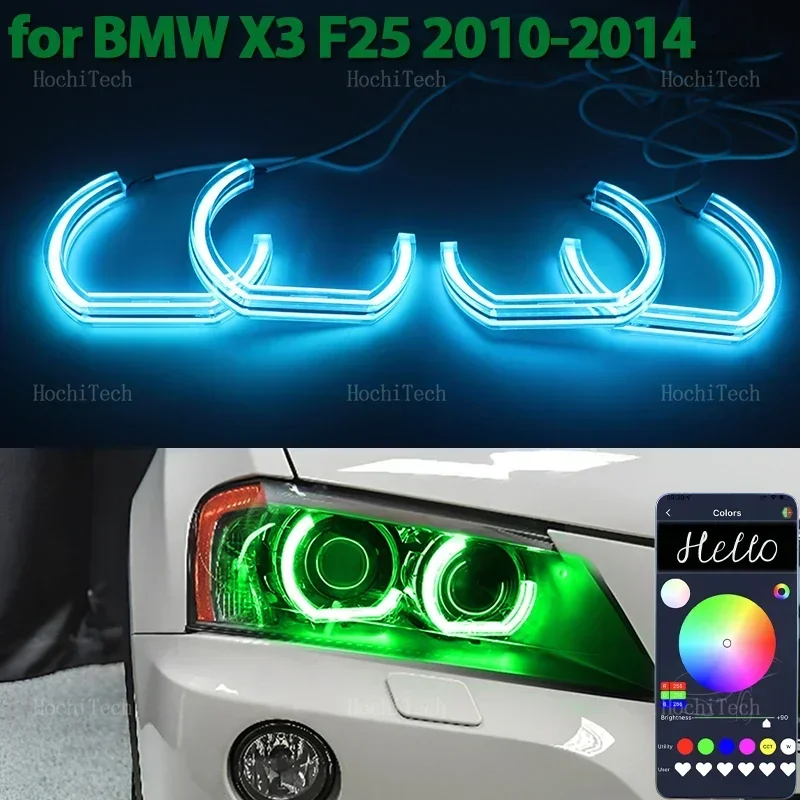 RGB Multicolor DTM M style Crystal LED Angel Eyes Bulb Ring Lamp for BMW X3 F25 xenon headlight 2010 2011 2012 2013 2014