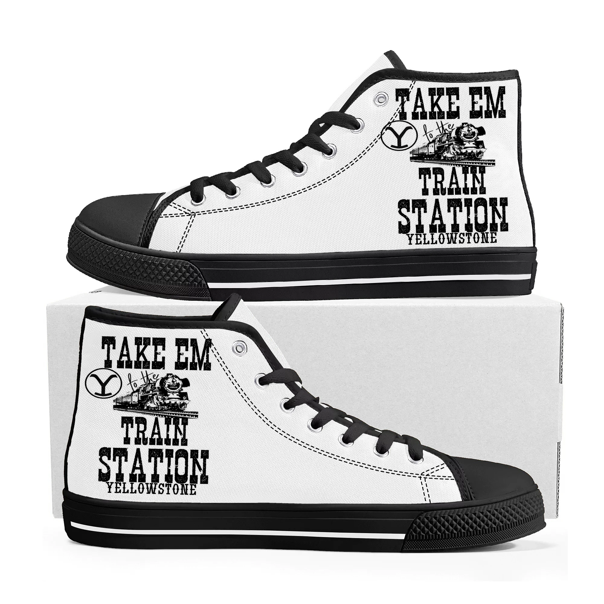 

Yellowstone Logo Design High Top High Quality Sneakers Mens Womens Teenager Canvas Sneaker Custom Made Shoe Casual Couple Shoes