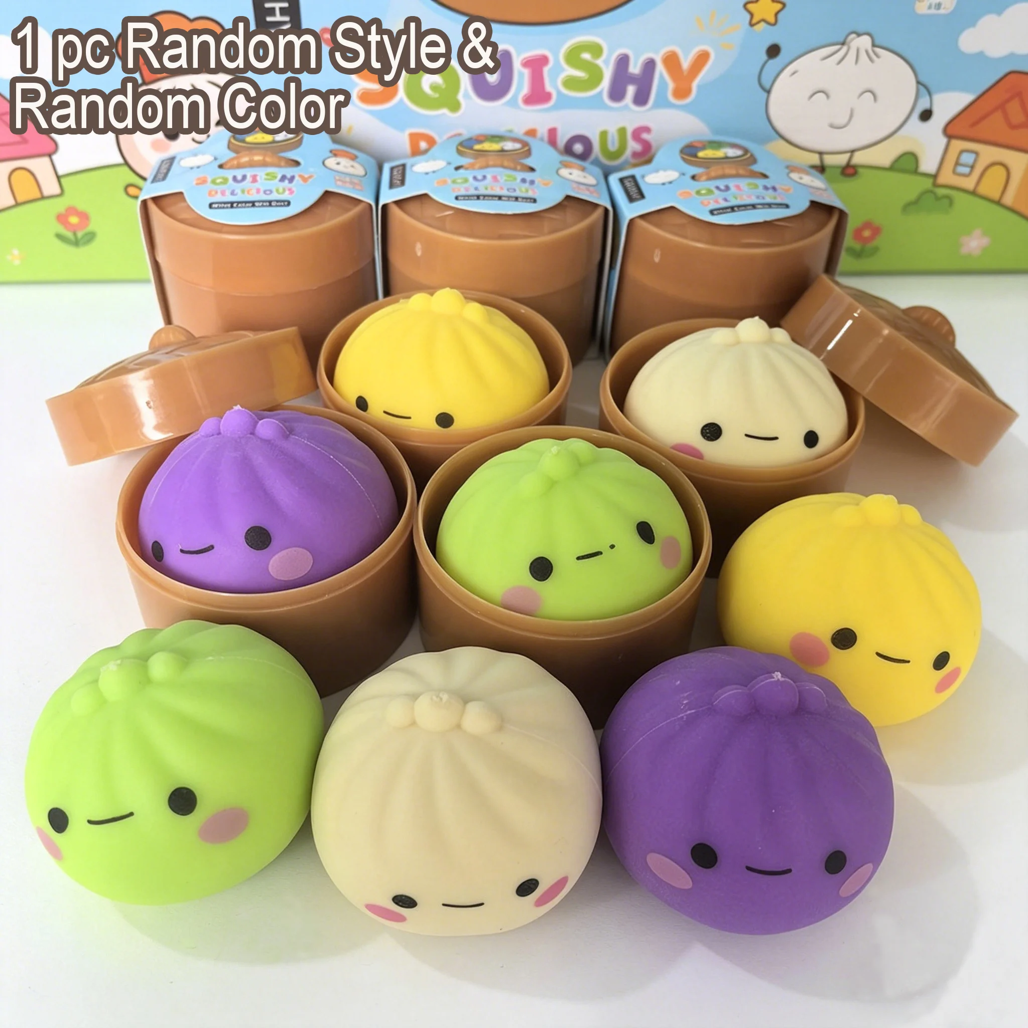 

Popular New-Style Bun-Shaped Squishy Toys, Come with Small Box as Shown in the Picture. Perfect for Home Leisure, Office Relaxation, Exquisite Small Items for Fun and Creativity, Birthday Party Favors