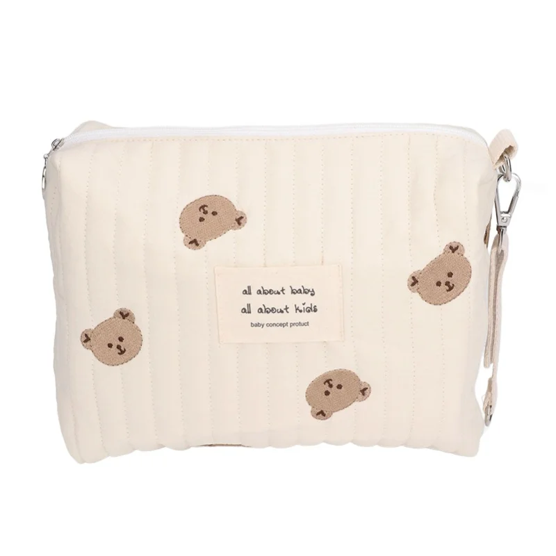 

Multifunctional Portable Stroller Baby Diaper Bag Cute Pattern Nappy Diaper Storage BagBear Embroidery