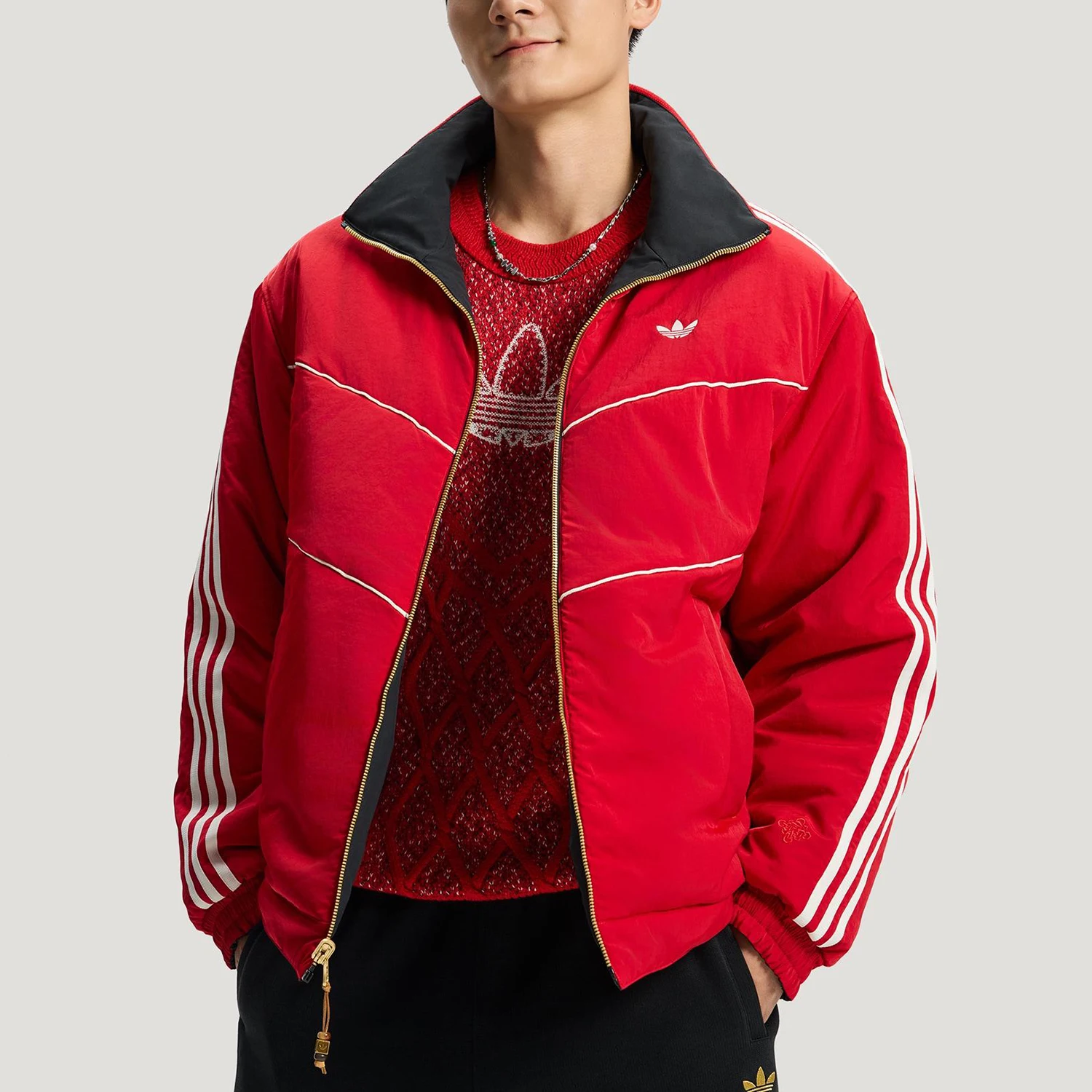 Adidas genuine clover men's New Year's warm double-sided cotton jacket KT0639