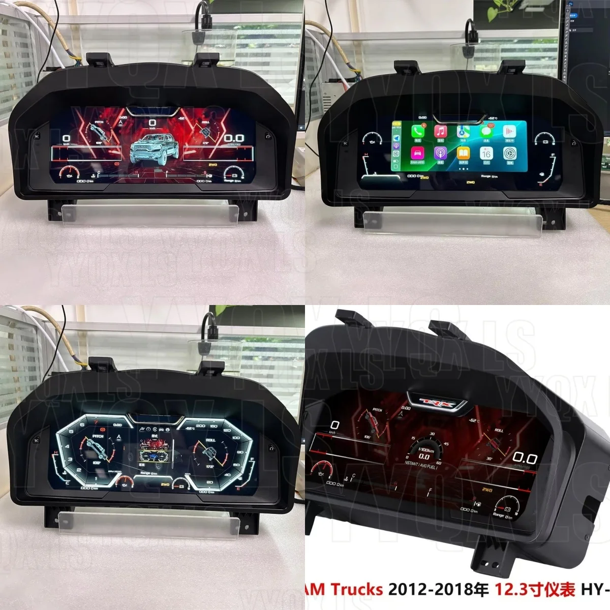 12.3'' LCD Instrument Carpaly For Dodge Ram 1500 2500 2013-2017 Speedometer Smart Cluster Map Multiple Virtual Cockpit Dashboard