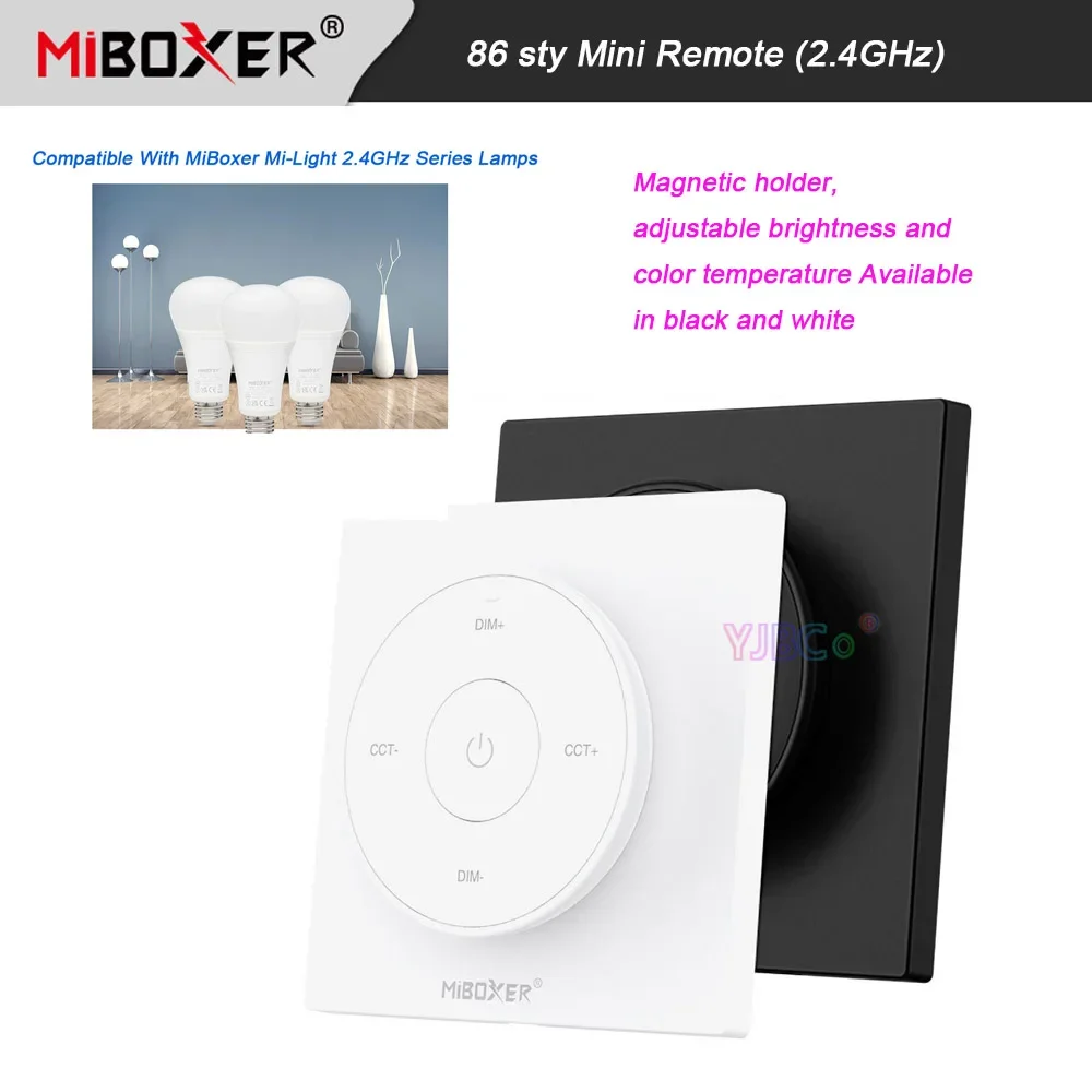 

MiBoxer 86 sty Color Temperature 2.4G Mini Remote Control single color adjust LED light Bulb Dimmer switch dimming Controller