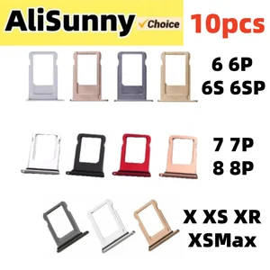 Bilashmart 10 Sim Card Tray iPhone 6 6S 7 8 Plus XS Max X XR Sim Nano Adapter Slot Fix Parts