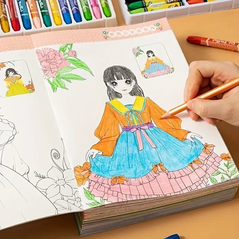6 Books Coloring Book Featuring Beautiful Princesses, Designed for Girls,  Soothing Artistic Activity Gift Suitable for Children