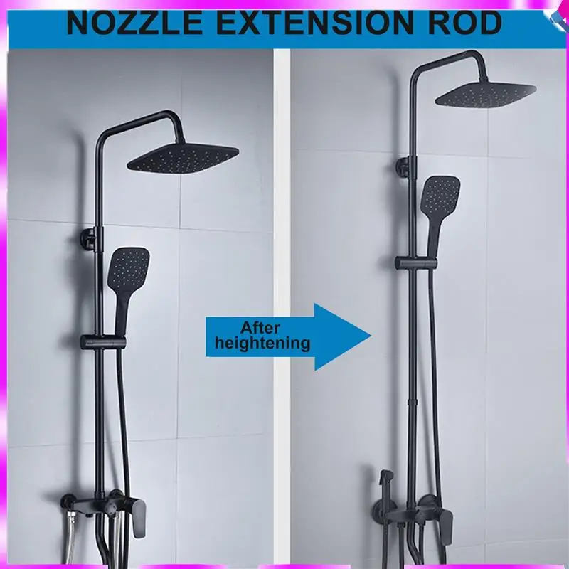 

N96R Черная удлинительная труба для душа длиной 30 см, труба для смесителя для душа, латунные душевые трубы для ванны