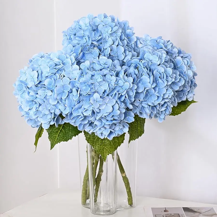 

3Pcs 21in Hydrangea Artificial Flowers, Latex Real Touch Hydrangeas Lifelike Large Hydrangea Flowers for Home Decor Party Arrang