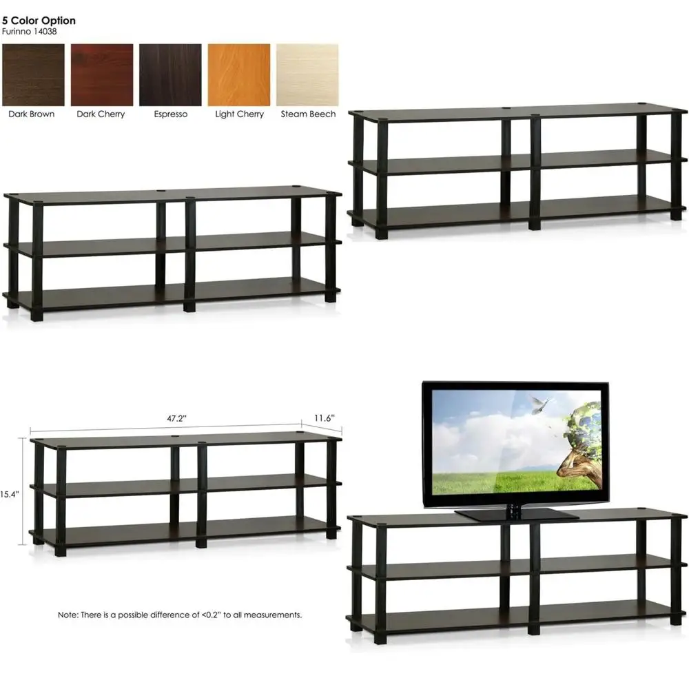 

3-Tier Dark Brown/Black Entertainment Stand for TVs