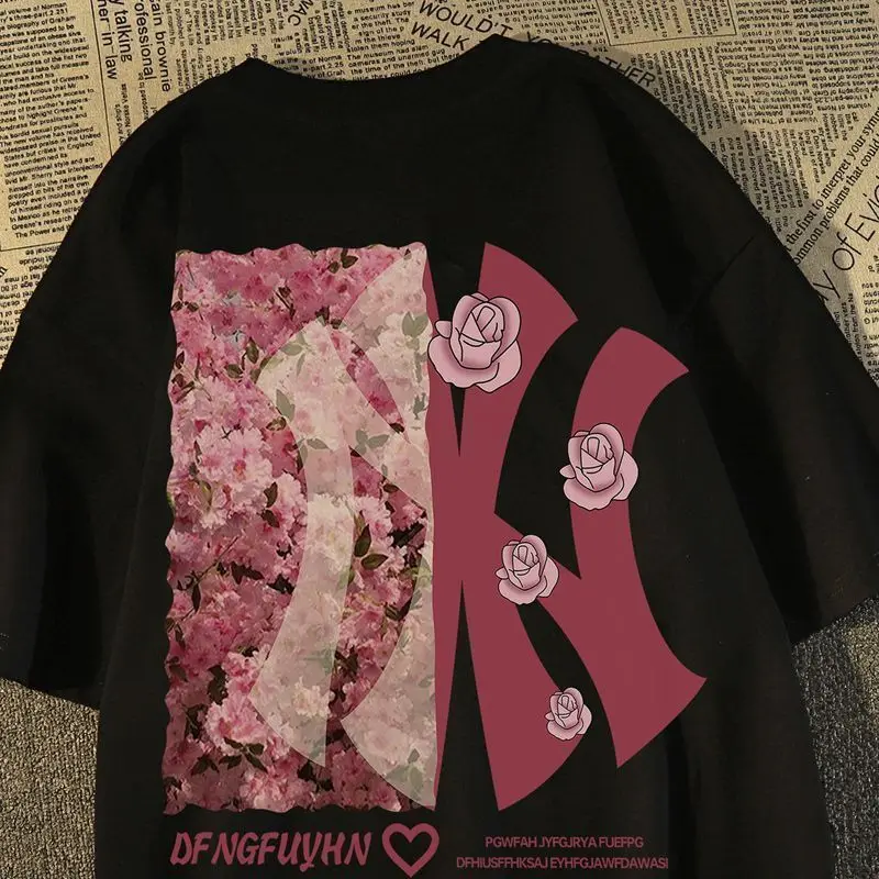 

2025 American retro print fashion pure cotton T-shirts for men and women