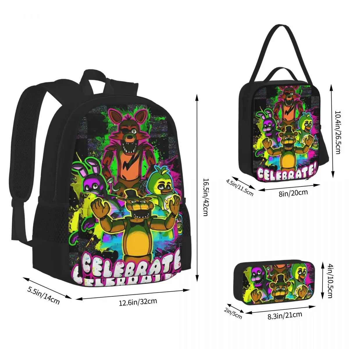 3 قطعة/المجموعة FNAF الأمن خرق حقيبة الظهر للطلاب العودة إلى المدرسة فيلم لعبة حقائب من القماش حقيبة الغداء مقلمة #3
