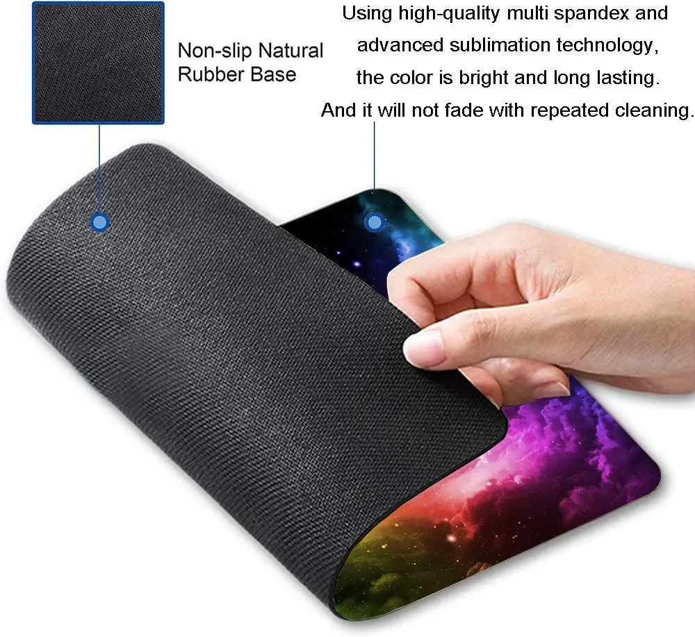 Galaxy Mouse Pad Aurora Light Pattern Green and Purple Design Mousepad Waterproof Non-Slip Rubber Base for Office Home Laptop