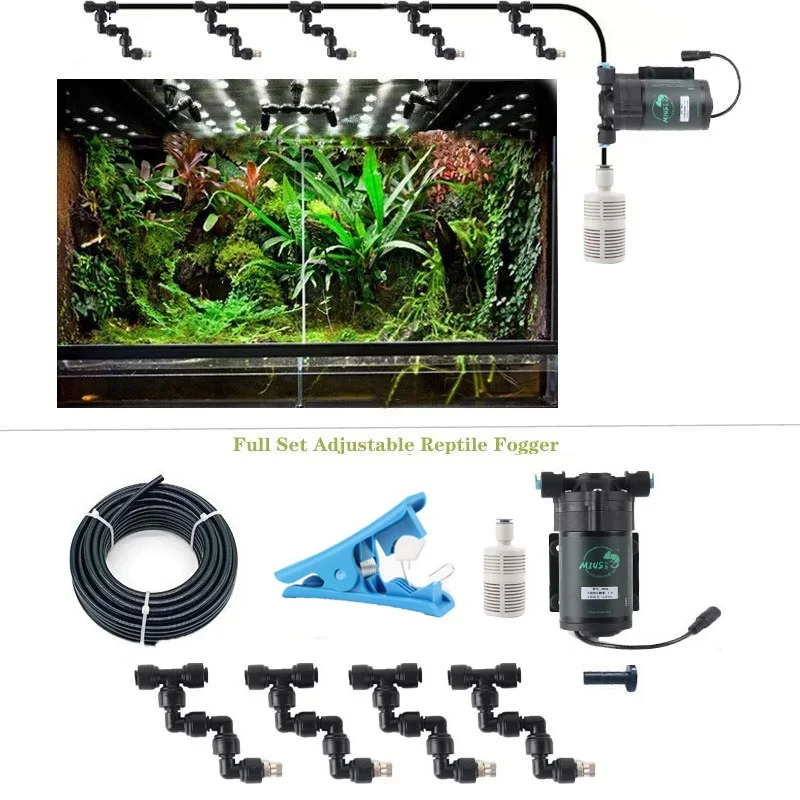 MIUS Silent Reptile Fogger Mist System Pump Humidification Cooling System Irrigation Terrarium Spraying Device Misting Spray Kit