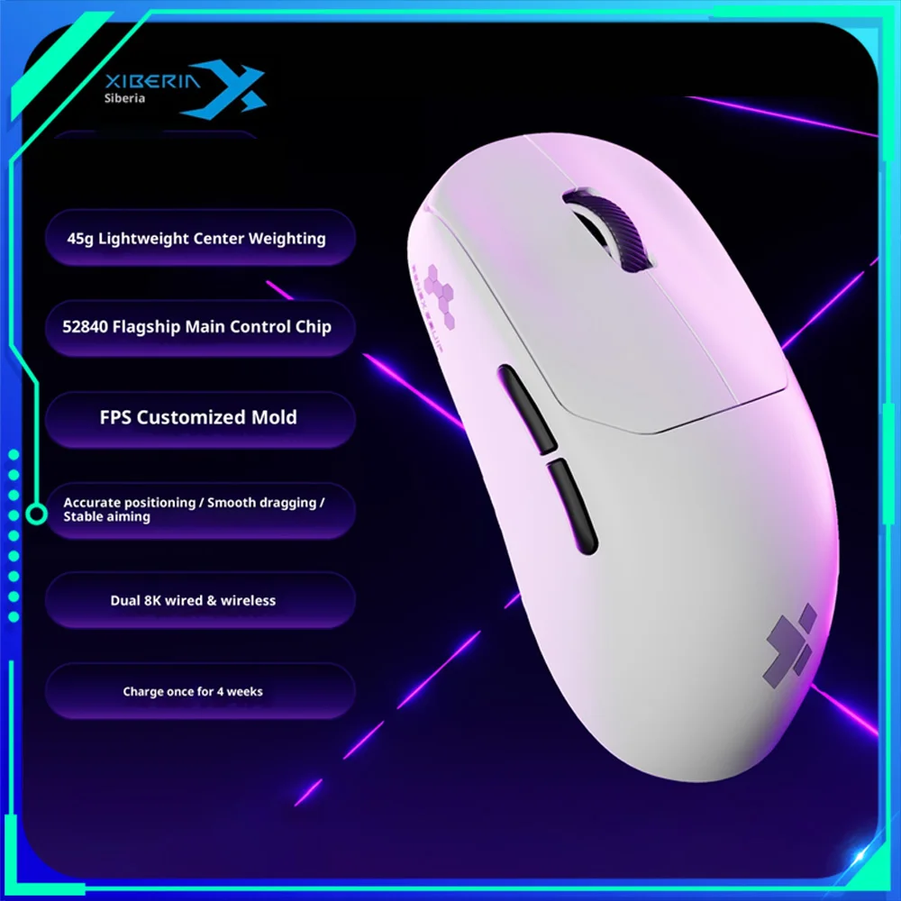

XIBERI EX Dual 8K FPS Мышь для киберспорта PAW3950 2,4G Двухрежимная игровая мышь 0,125 мс 45 г Легкие мыши для ПК Геймер Подарки